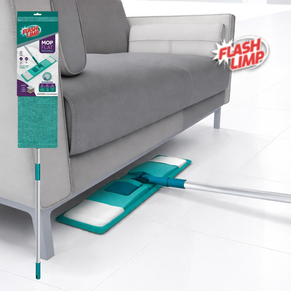 Mop Vassoura Rodo Pano Chão Flat Microfibra Flash Limp MOP 7657