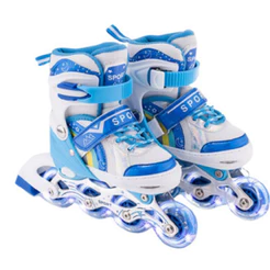Patins Roller Arco Iris Azul 4 Rodas Inline Led