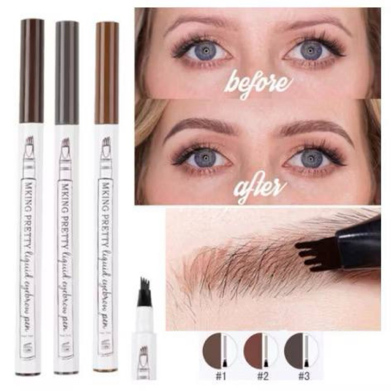 Box C/24 Pçs Caneta Microblading Para Sobrancelha Ponta Tipo Garfo À Prova D’Água Caneta