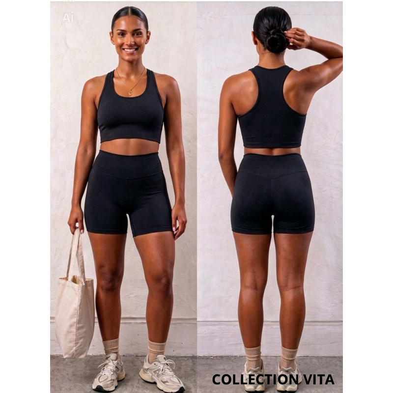 Conjunto Fitness Feminino Academia Zero Transparência SHORT E TOP POLIESTER E ELASTANO
