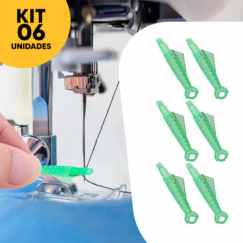 Kit com 6 Passador de Linha na Agulha para Máquina de Costura Prático, Resistente e Fácil de Usar