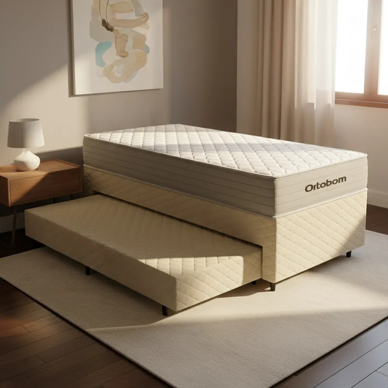 Box + Colchão de Molas Ensacadas Ortobom One Face Plenno Superpocket + Auxiliar Espuma Solteiro 88cm em Oferta na Shopee