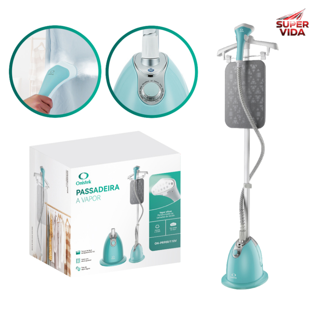 Passadeira a Vapor Vertical onistek 10 Modos de para Todos os Tecidos 1.4L Tanque Transparente