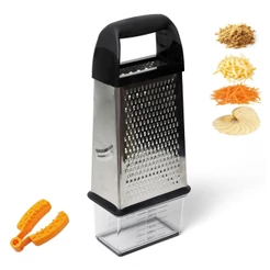 Lumai Ralador e Fatiador com Cesto Coletor 300ml Aço Inox Protetor Dedos Base Antiderrapante
