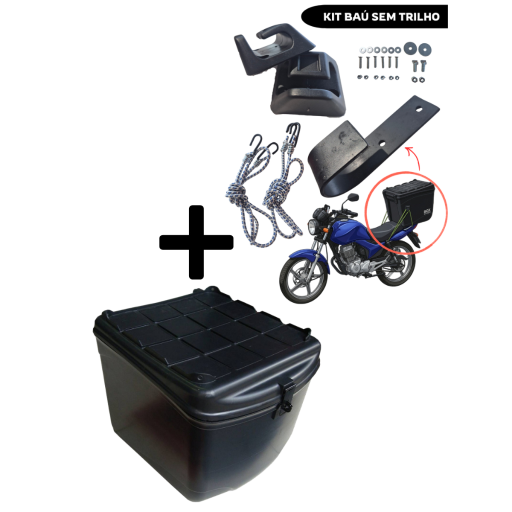 KIT BAU E GANCHOS PARA USO SEM TRILHO MOTOBOY TELE ENTREGA BAU MN3 92LITROS UNIVERSAL