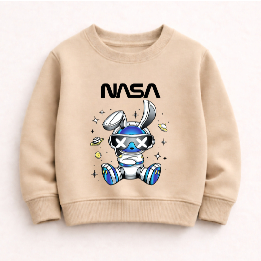 Moletom Gola Careca Infantil Estampa Várias Cores Coelho Nasa
