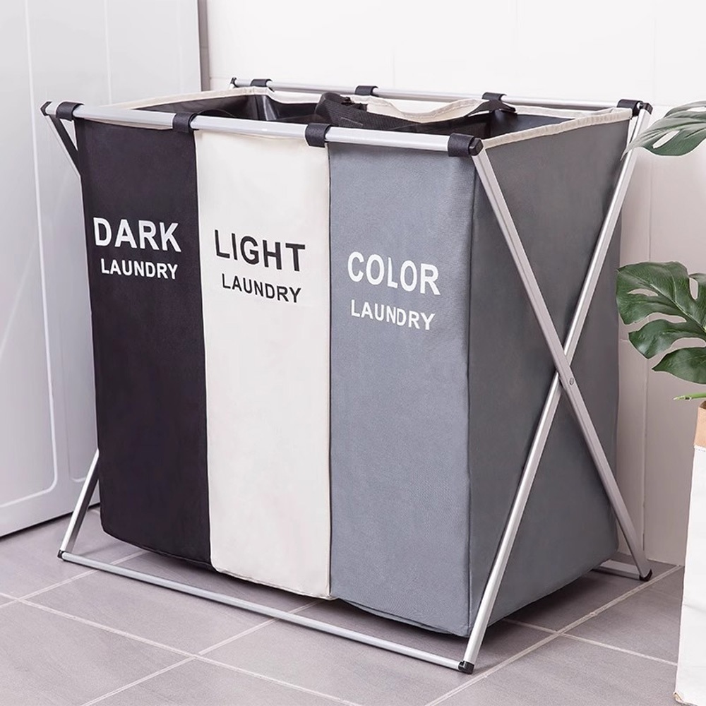 Cesto Roupa Suja cesto de roupa suja moderno Dobravel 3 Compartimentos Organizador Grande