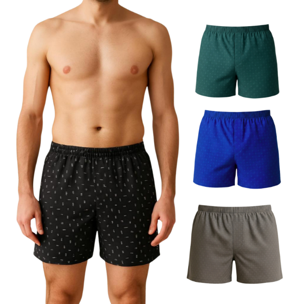 Kit 3 Cuecas Samba Canção Short Malha Fria Pijama Dormir