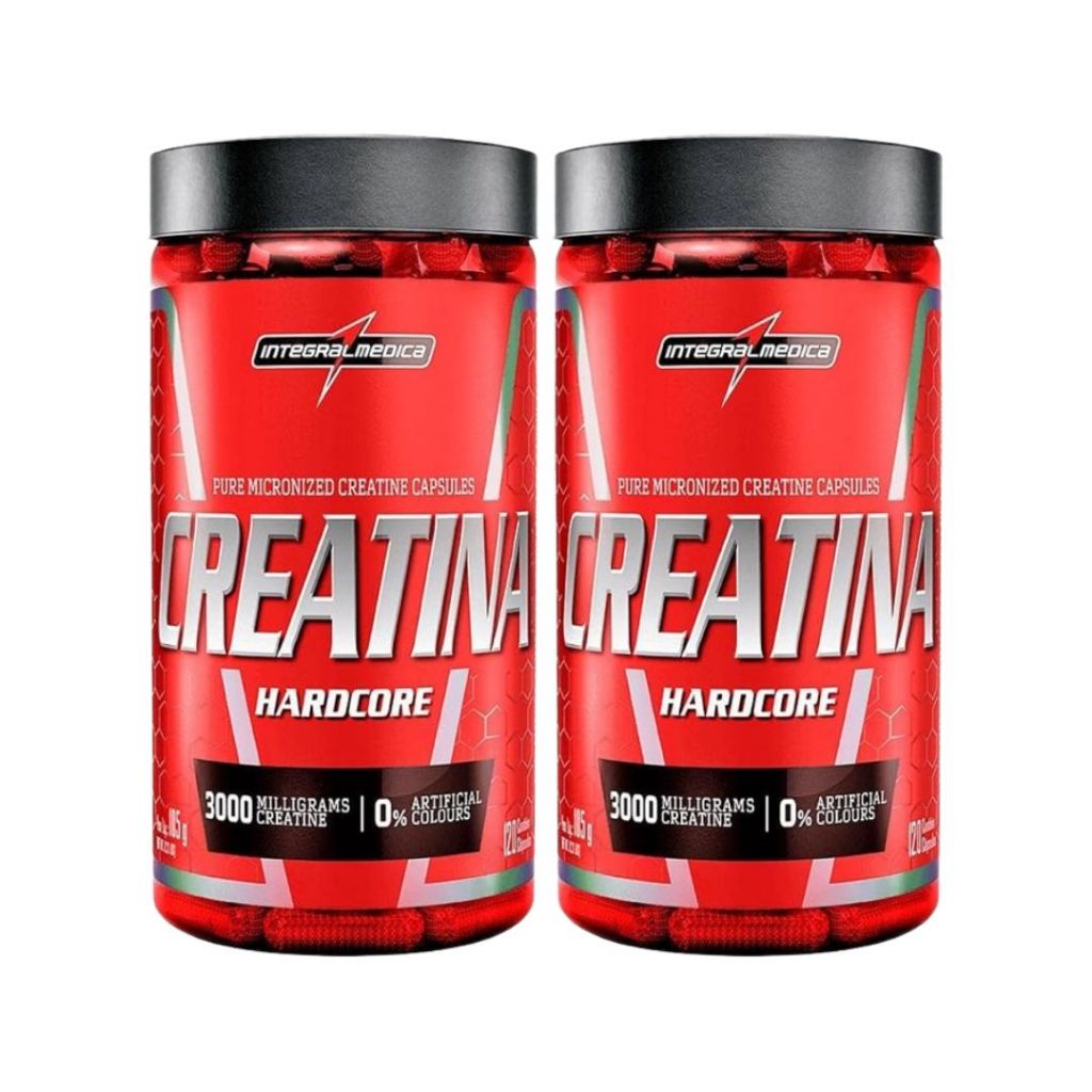 Kit Creatina Integral médica 100% Pura Hardcore 120 Cápsulas