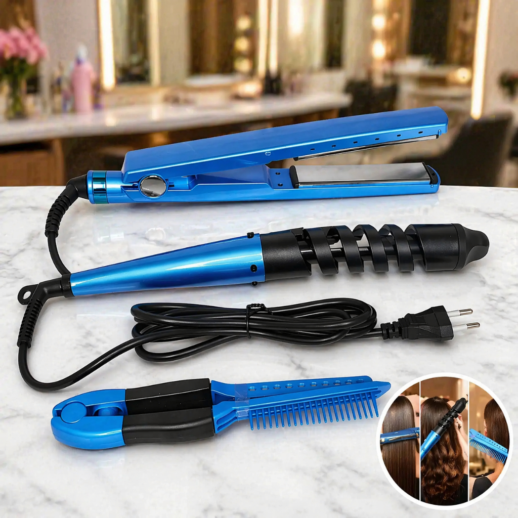 Prancha alisadora baby liss cachos Titânium Profissional 450f bivolt kit 3 em 1