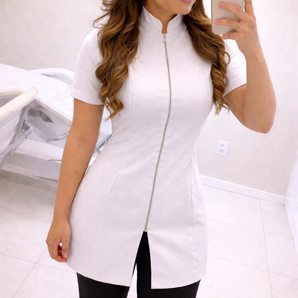 Jaleco Feminino Acinturado Premium com Zíper | Moderno, Elegante e Confortável