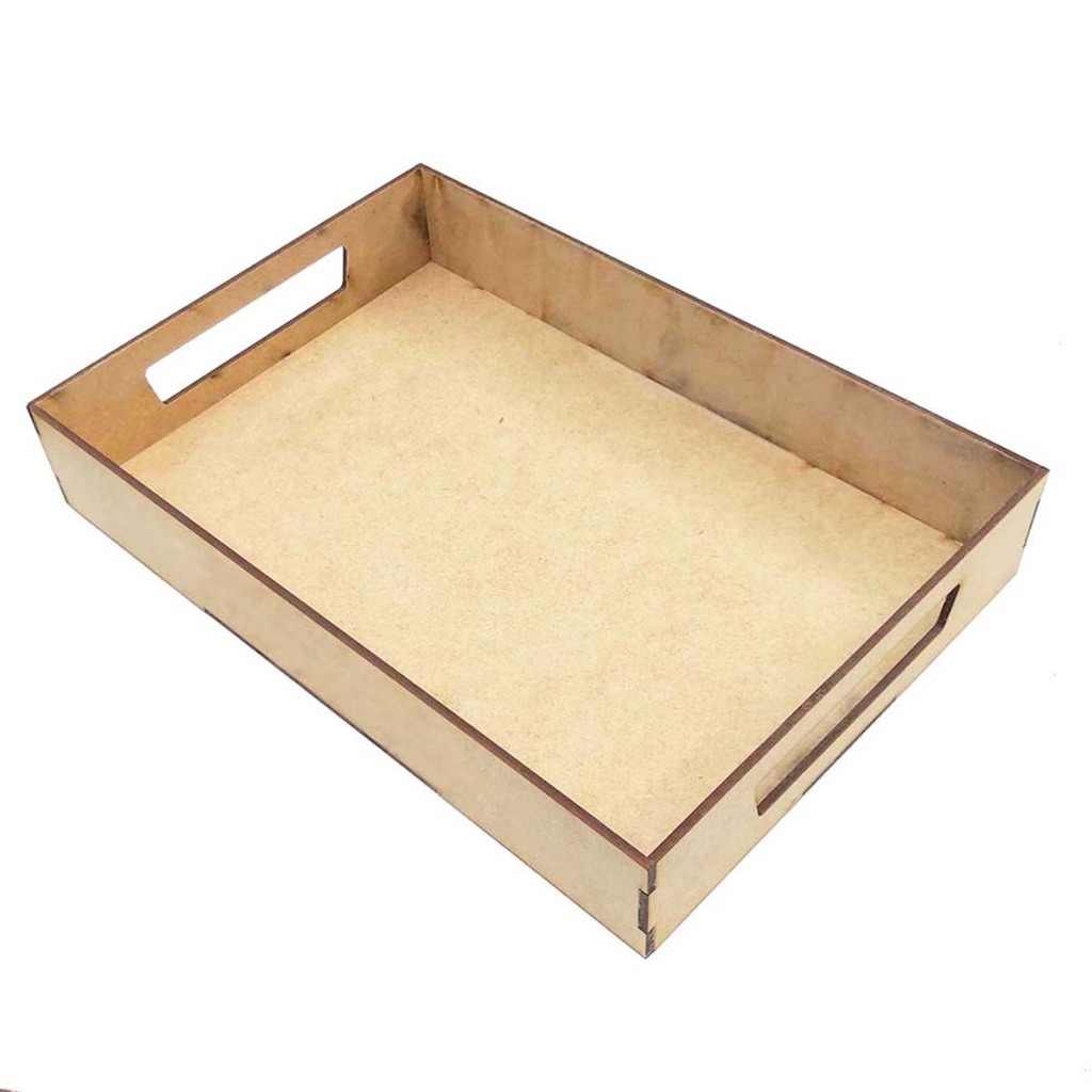 Kit 4 Bandeja Lisa 25x15 mdf cru decoração festa artesanato porta doce café presente cestinha 15x25