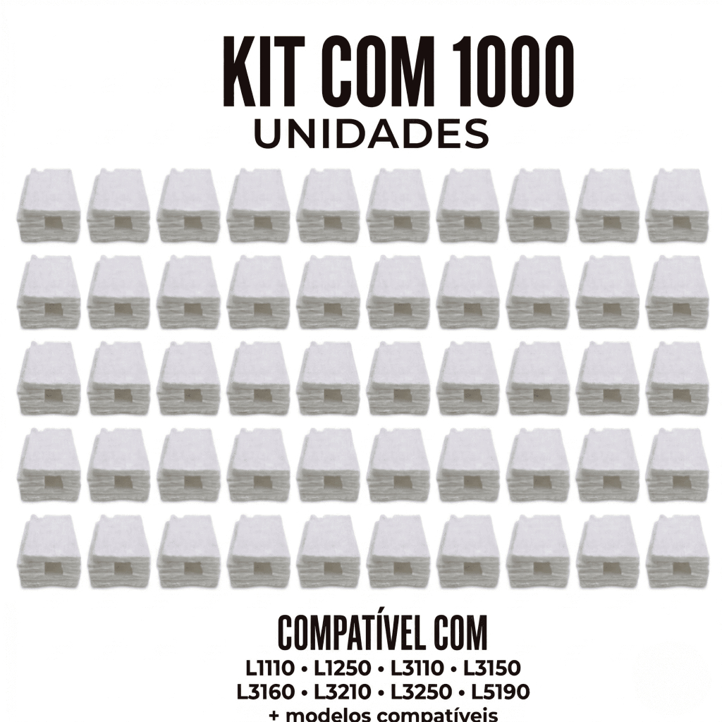 KIT 1000 Almofada Absorvente Feltro Epson L3150 L3250 L3110 L3210 L5190 Sem Poliéster Alta Absorção