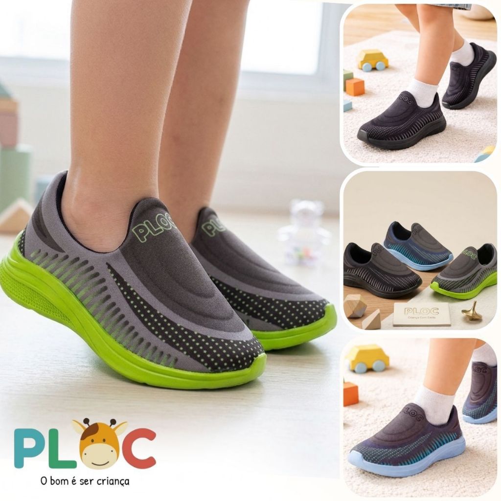 Tênis Ploc Evolution Anatômico Infantil Numeração Especial Calce Fácil Menino Evo02