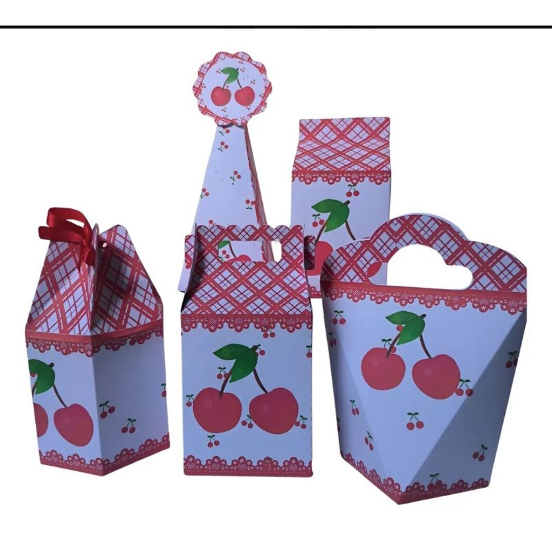 Personalizados Cereja Cerejinha no PEGUE E MONTE - Kit Caixas Decoração Lembrancinhas  Aniversário Caixinhas