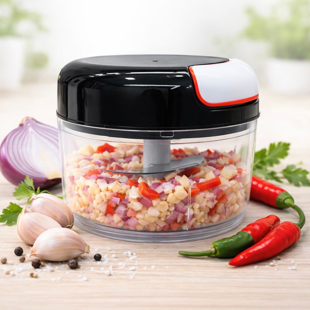 Mini Triturador Manual 180ml com Corda – Pica Alho, Cebola, Temperos e Legumes Rápido e Prático