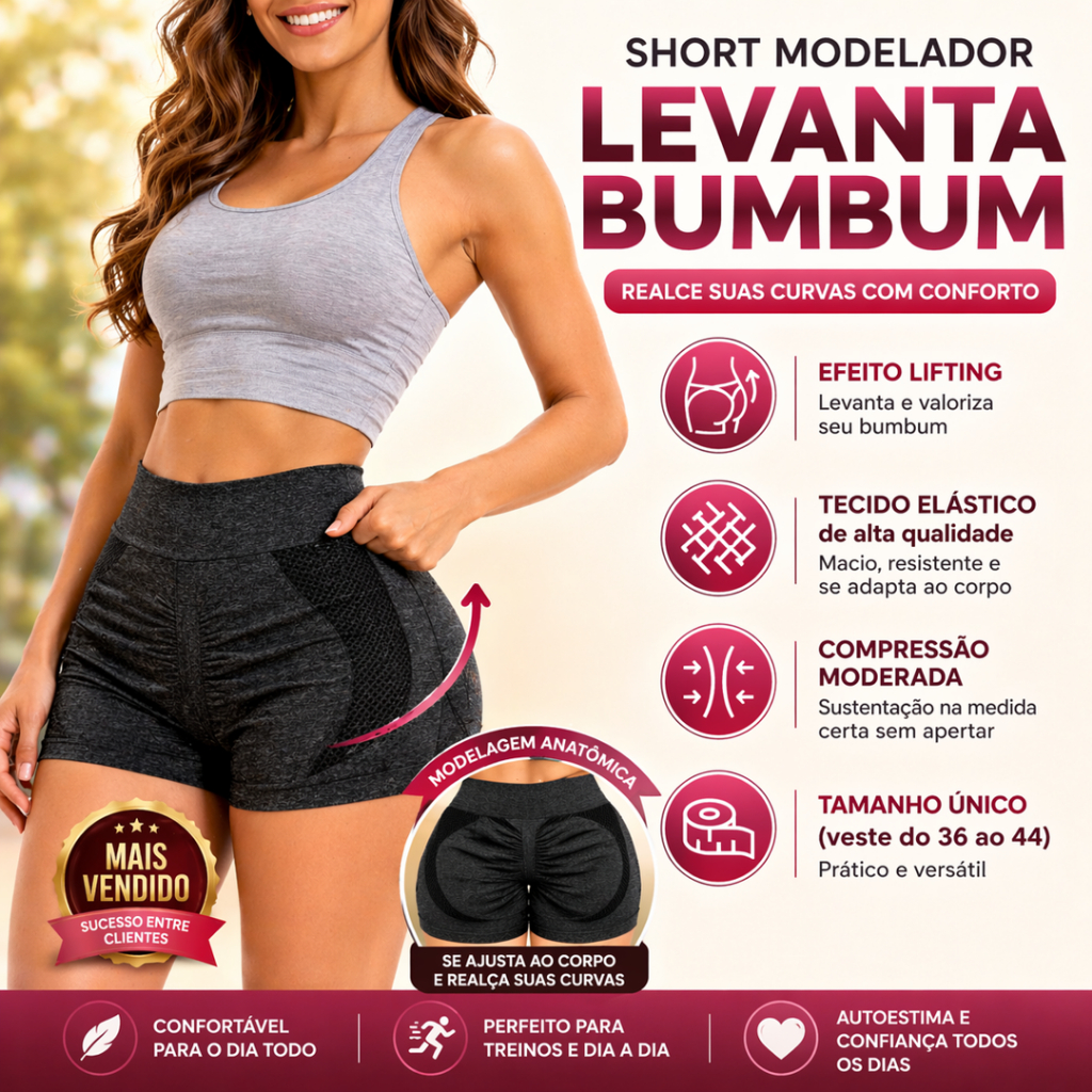 SHORT LEVANTA BUMBUM / SHORT DE ACADEMIA ZERO TRANSPARENCIA / SHORTS FEMININO CINTURA ALTA