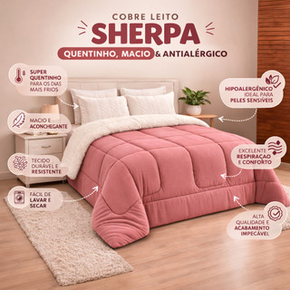 Coberdrom c/ Sherpa Casal Macio Aconchegante Quentinho Confortável