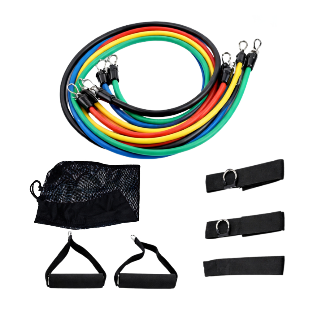 Kit Elástico 5 Intensidades 11 Peças One Life Sports® | Exercícios Força e Resistência