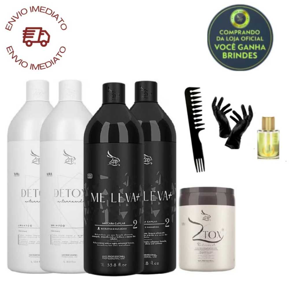 Zap Me Leva Black Escova Progressiva 2 Kits (2x1litro) e Zap Ztox 950g
