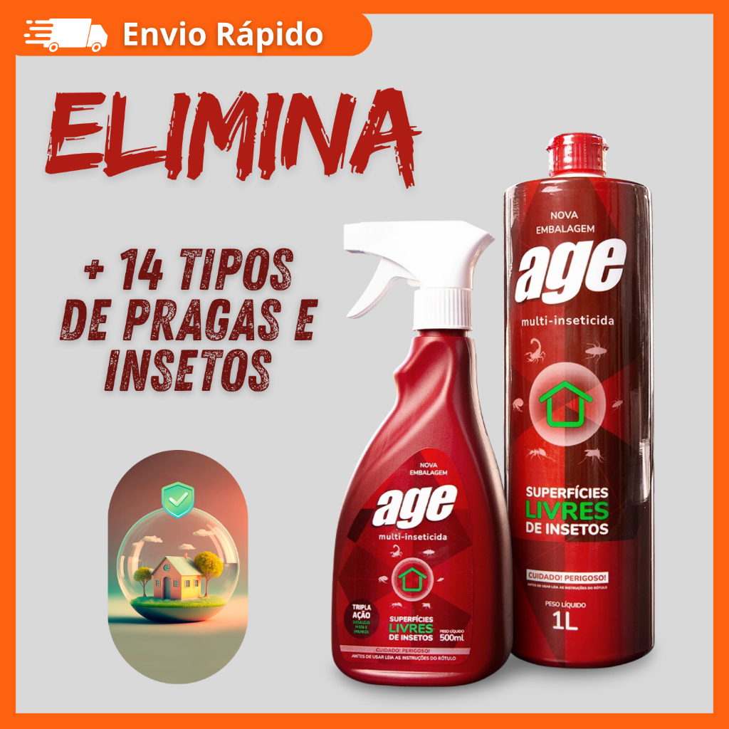Arraze Inseticida Age 1 Litro e 500ml Veneno remédio dedetizador escorpião aranha cupim doméstico