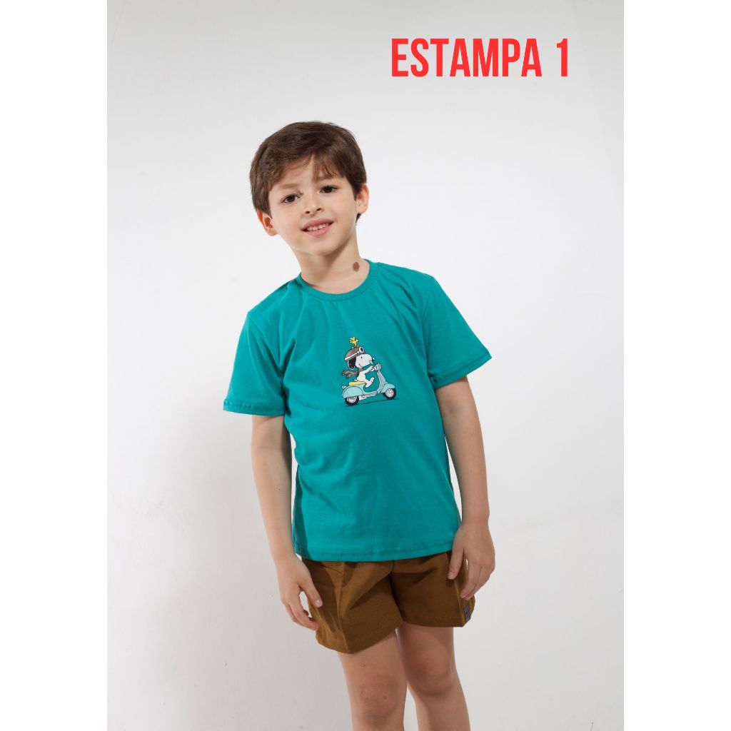 Conjunto Infantil Estampado Masculino - Short, Camiseta Estampada, Menino, Confortável, Conjuntinho
