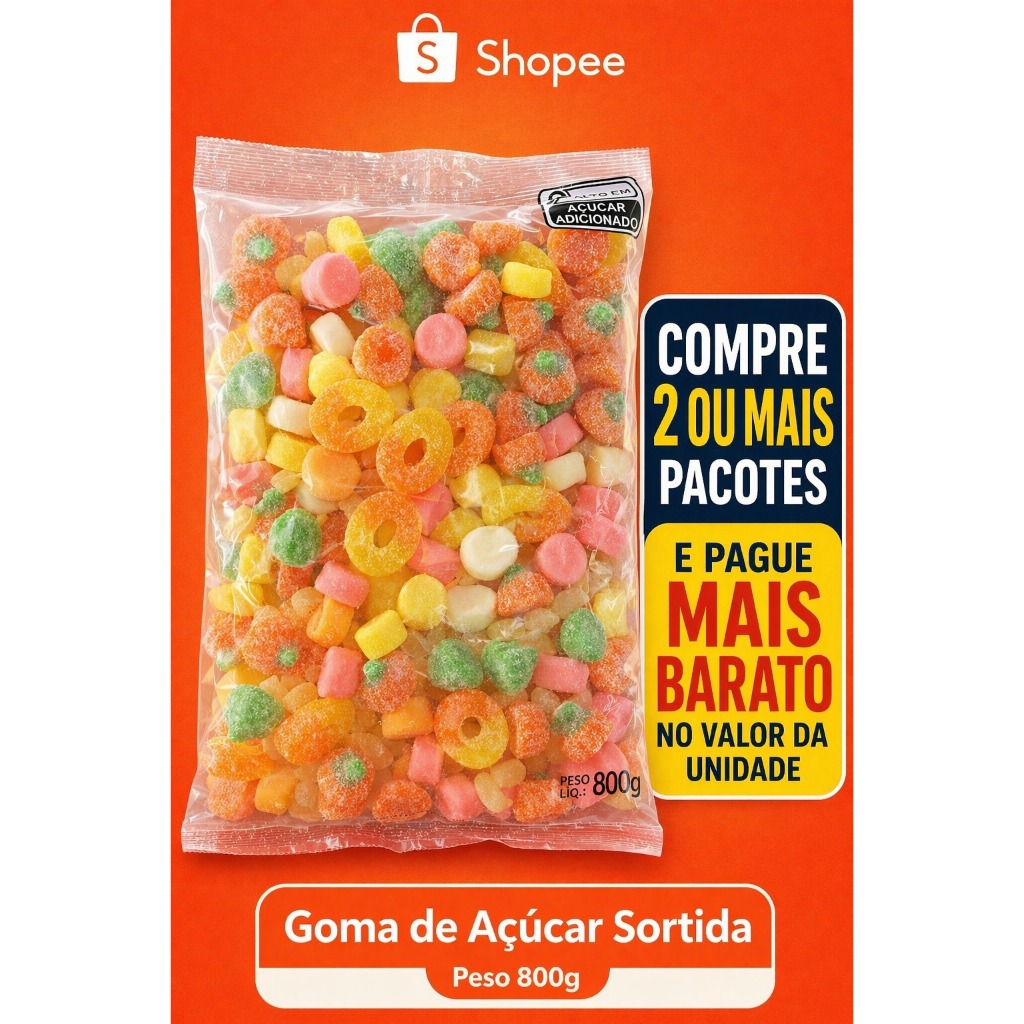 MIX BALA DE GOMA 800G PACOTÃO SORTIDO – DOCES E AZEDINHAS TIPO AS DO SHOPPING! MUITO SABOR POR UM PREÇO JUSTO