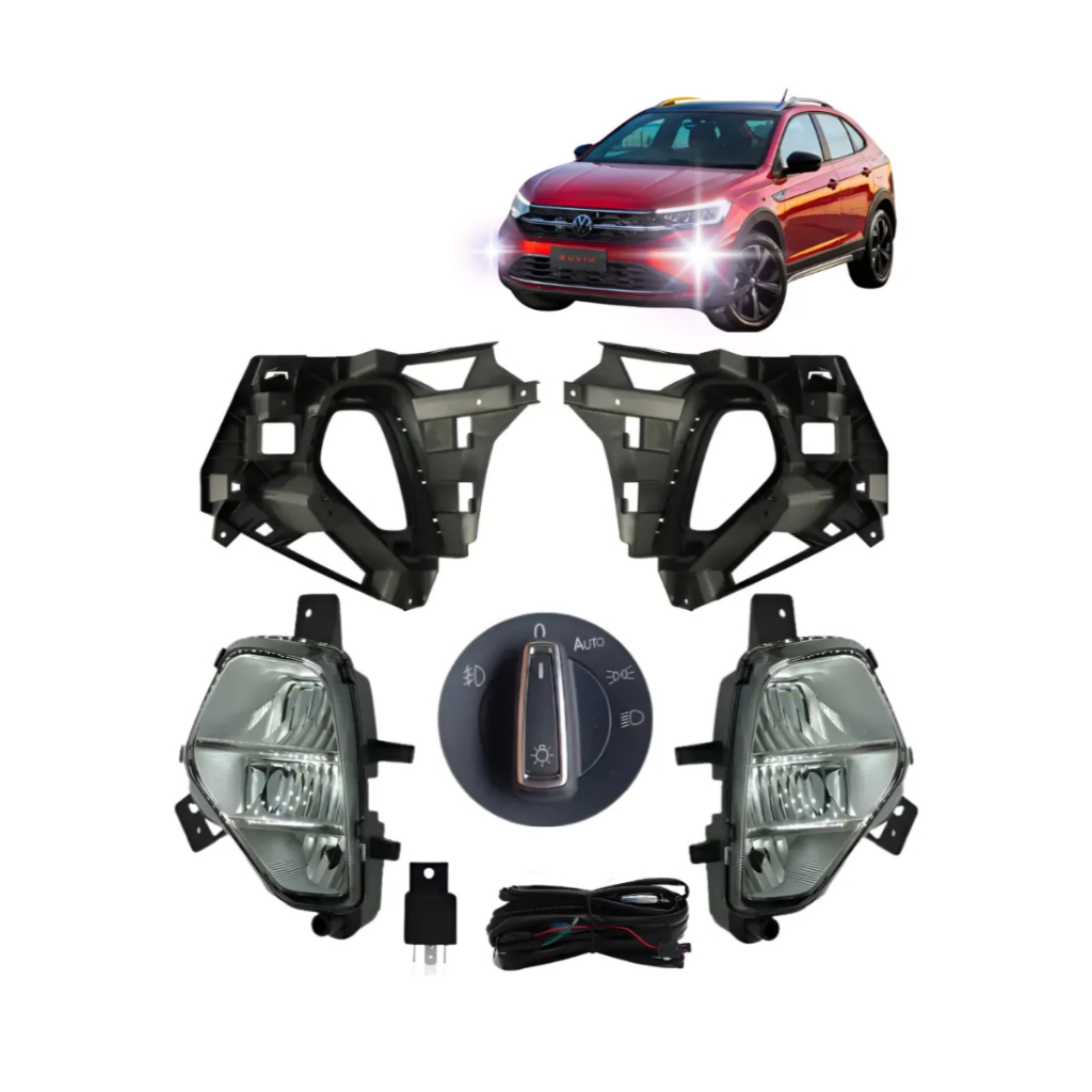 JOGO DE FAROL DE MILHA NEBLINA NIVUS HIGHLINE DE LED EMBUTIDO 2020 2024 + BOTAO MODELO ORIGINAL