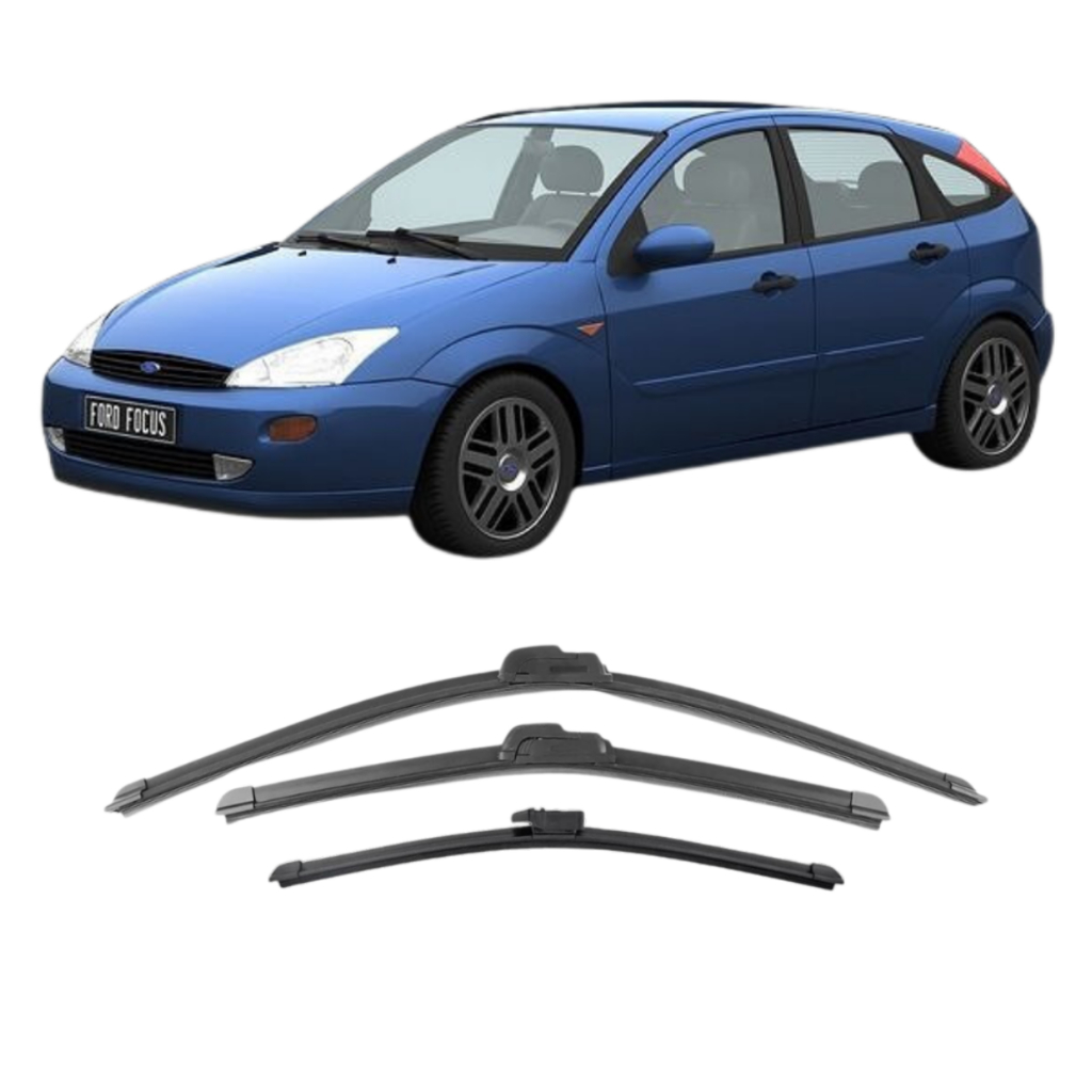 Kit Palhetas Focus 2000 a 2007 Limpador Parabrisa Dianteiro Traseiro - DIANTEIRO + TRASEIRO