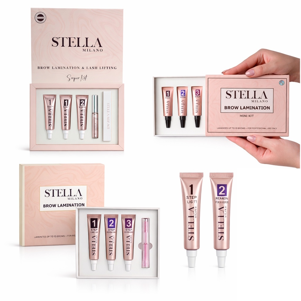 Kit Brow Lamination e Lash Lifting Stella Milano Kit Completo 15g, Super Kit 20, Mini 7g Sobrancelha