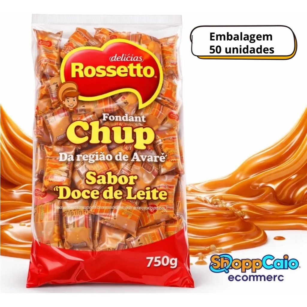 Chup Chup Doce De Leite Cremoso Rosseto 750g 50unidades