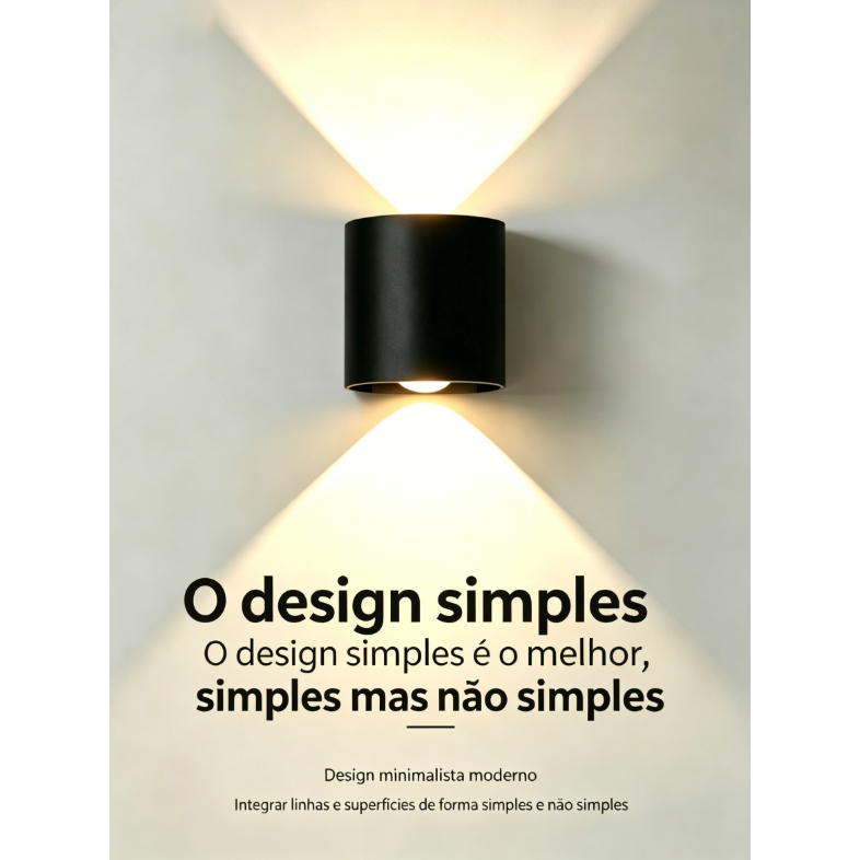 Kit Arandela de Parede de Efeito Apollo 2W 3000K Preta Luz Quente Bivolt Decorativa Ambientes Internos