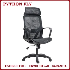 Cadeira de Escritório Presidente Ergonômica Giratória Mesh com Apoio de Cabeça Ajustável Reforçada Suporte Lombar Preta