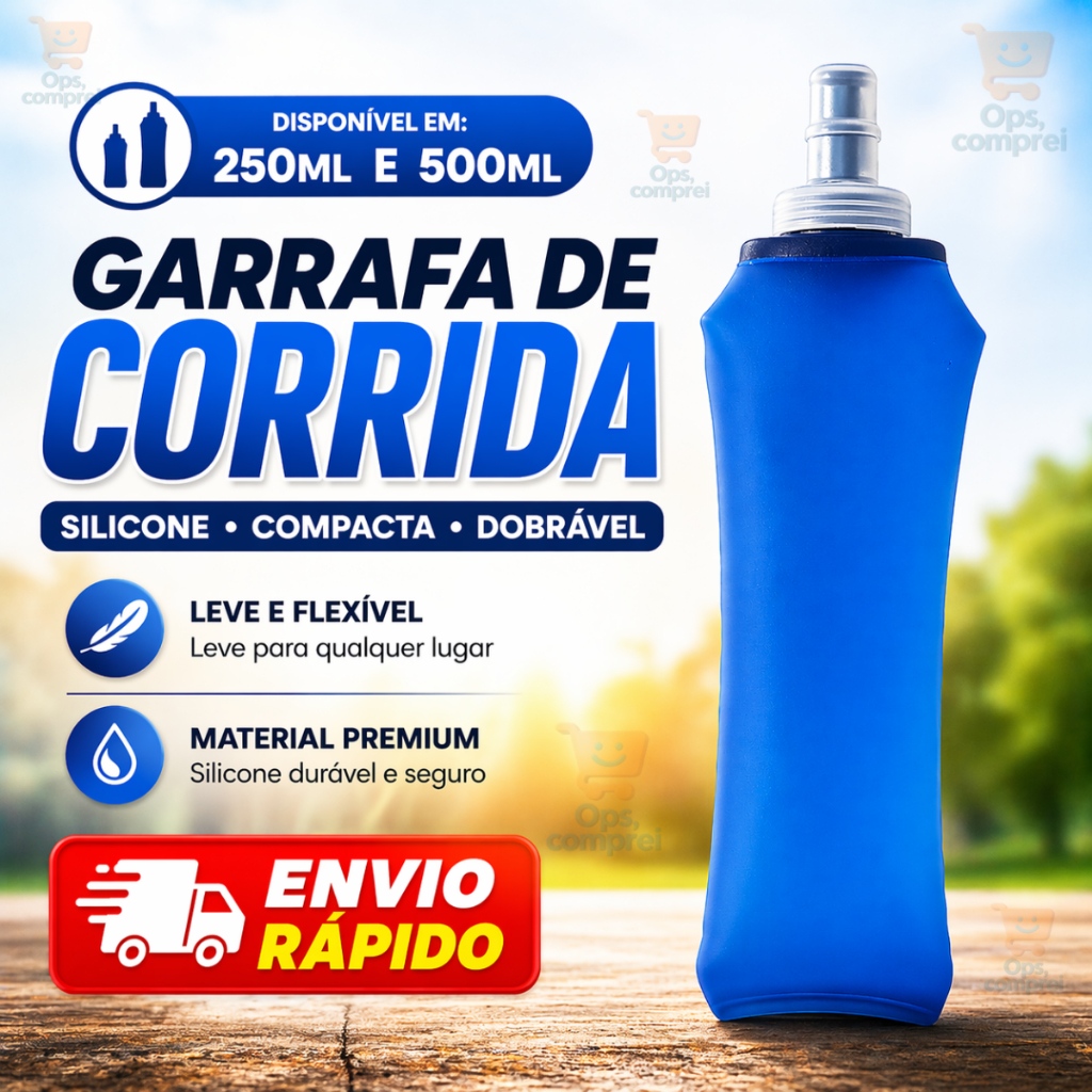 Garrafa Corrida Dobrável Flexível Soft Silicone Bike Squeeze Água