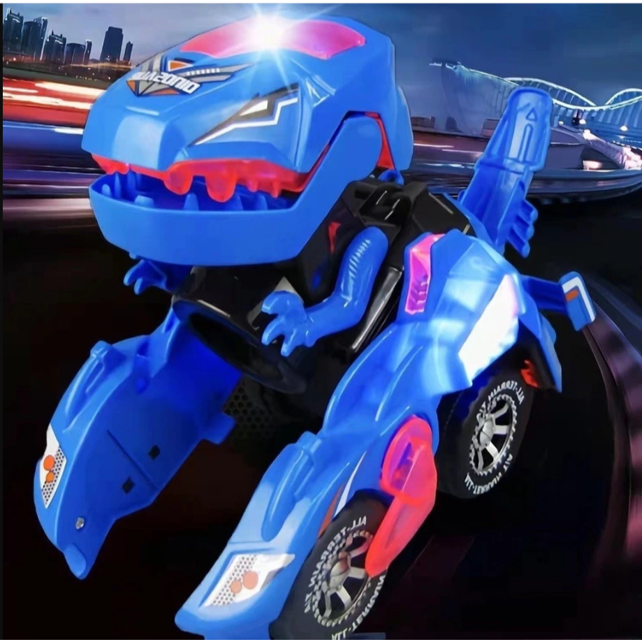 Carro Dinossauro Vira Robô Dino T-rex Com Luz Som Bate - Volta