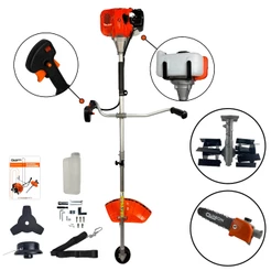 Roçadeira a Gasolina 52cc 2,5HP com Motopodador de Galhos e Enxada Rotativa Capinadeira Carbon Fak