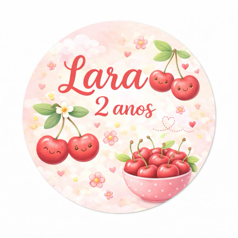 Adesivo personalizado Cereja Cerejinha a cereja que faltava lembrancinha aniversário