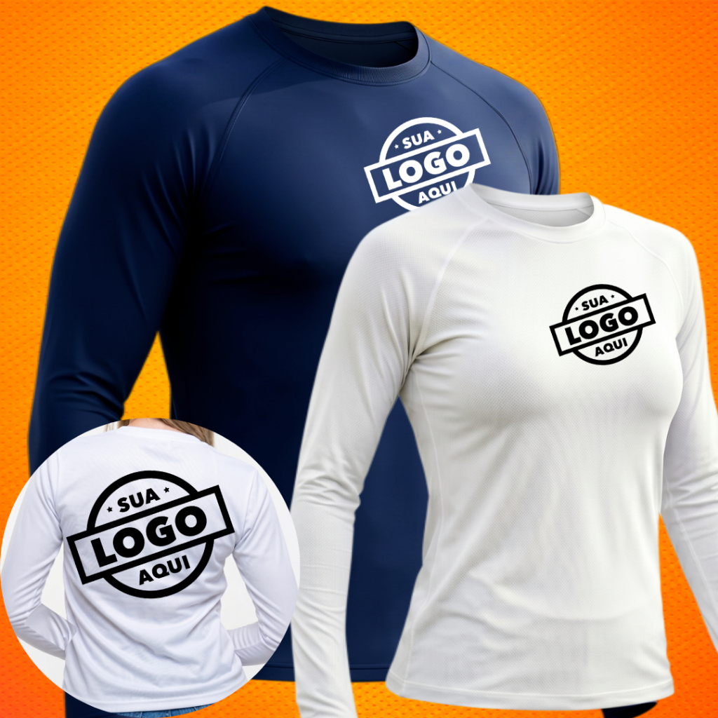 Kit 2 Camisetas UV Personalizada Masculina e Feminina UV50+ Para Academia Caminhada Trabalho no Sol