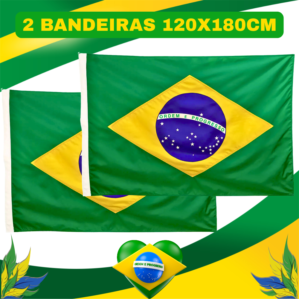 1 Ou 2 Bandeira Do Brasil Grande 120x180 Poliéster Enfeite Decoração Carro Parede Mastro Barco Torcida Copa Do Mundo