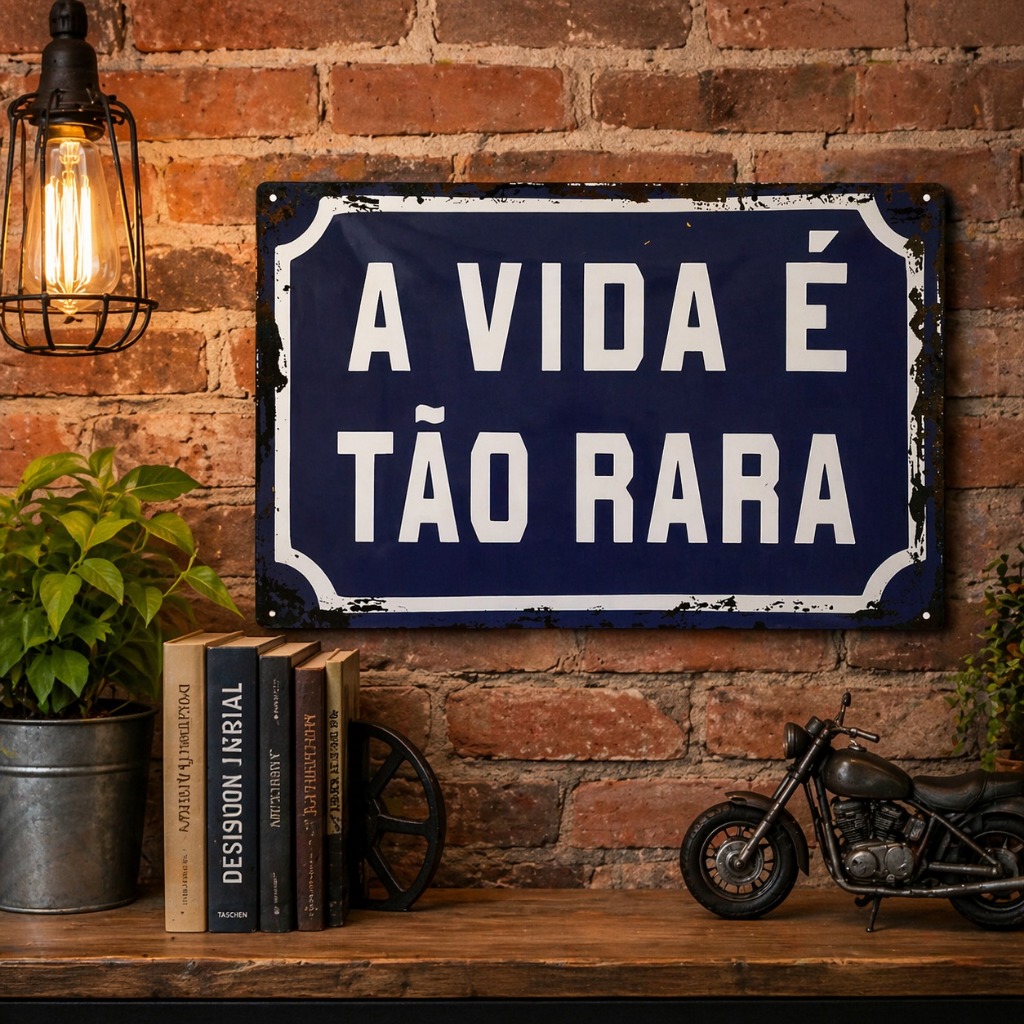 Placa Decorativa Retrô Vintage A Vida É Tão Rara 20x30cm Frase Motivacional Decoração Parede Life Fé
