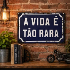 Placa Decorativa Retrô Vintage A Vida É Tão Rara 20x30cm Frase Motivacional Decoração Parede Life Fé