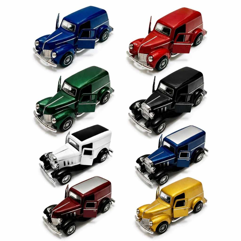 Miniatura Carro Antigo Furgão Metal Die Cast 1:32 Abre Portas Fricção Colecionável
