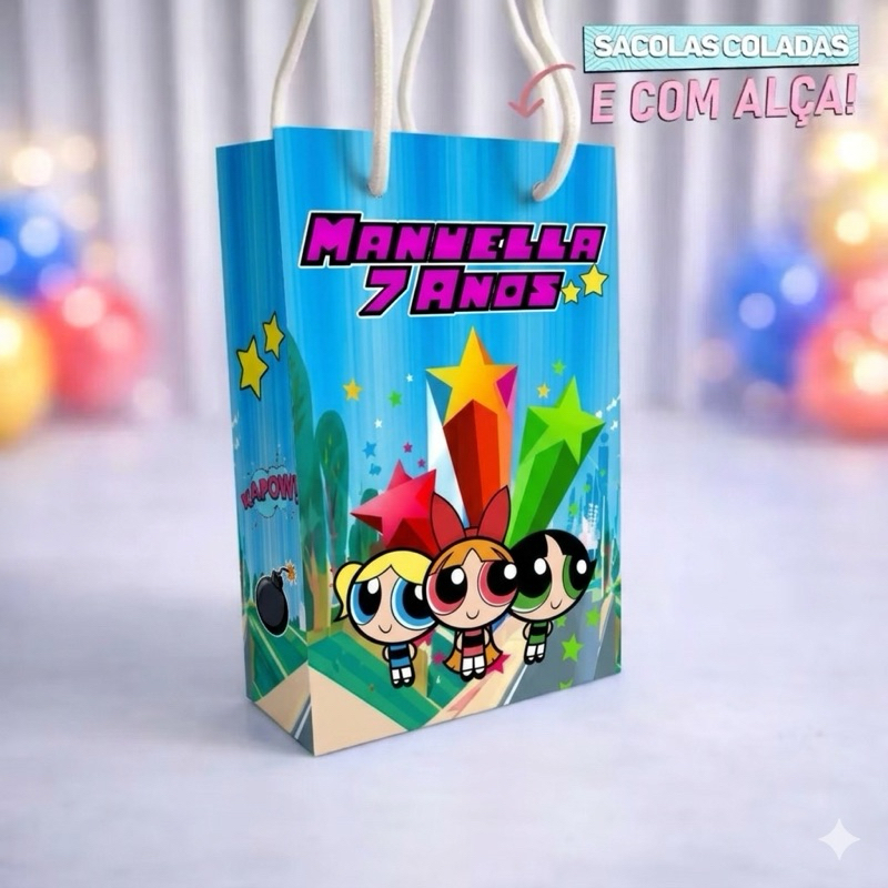 Sacolinha P & M Meninas super poderosas  Personalizados /Lembrancinha de Festa /Aniversário