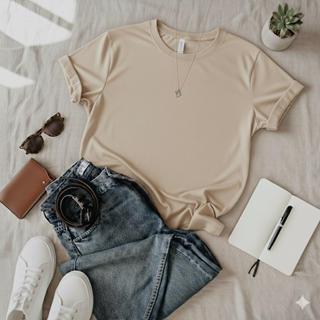 T-Shirt Feminina Casual 100% Algodão Camiseta Básica Promoção