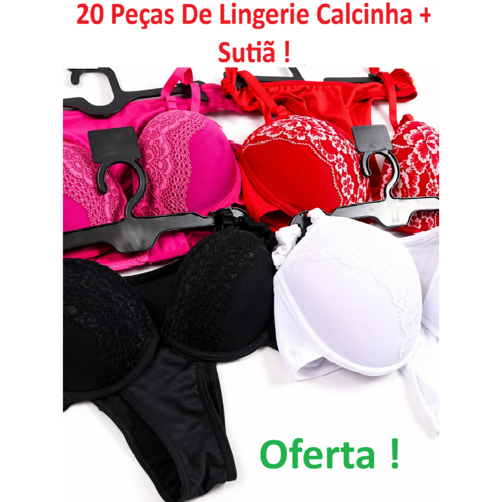 Kit Até 20 Peças Conjuntos Lingerie Calcinha Com Renda Bojo P M G GG