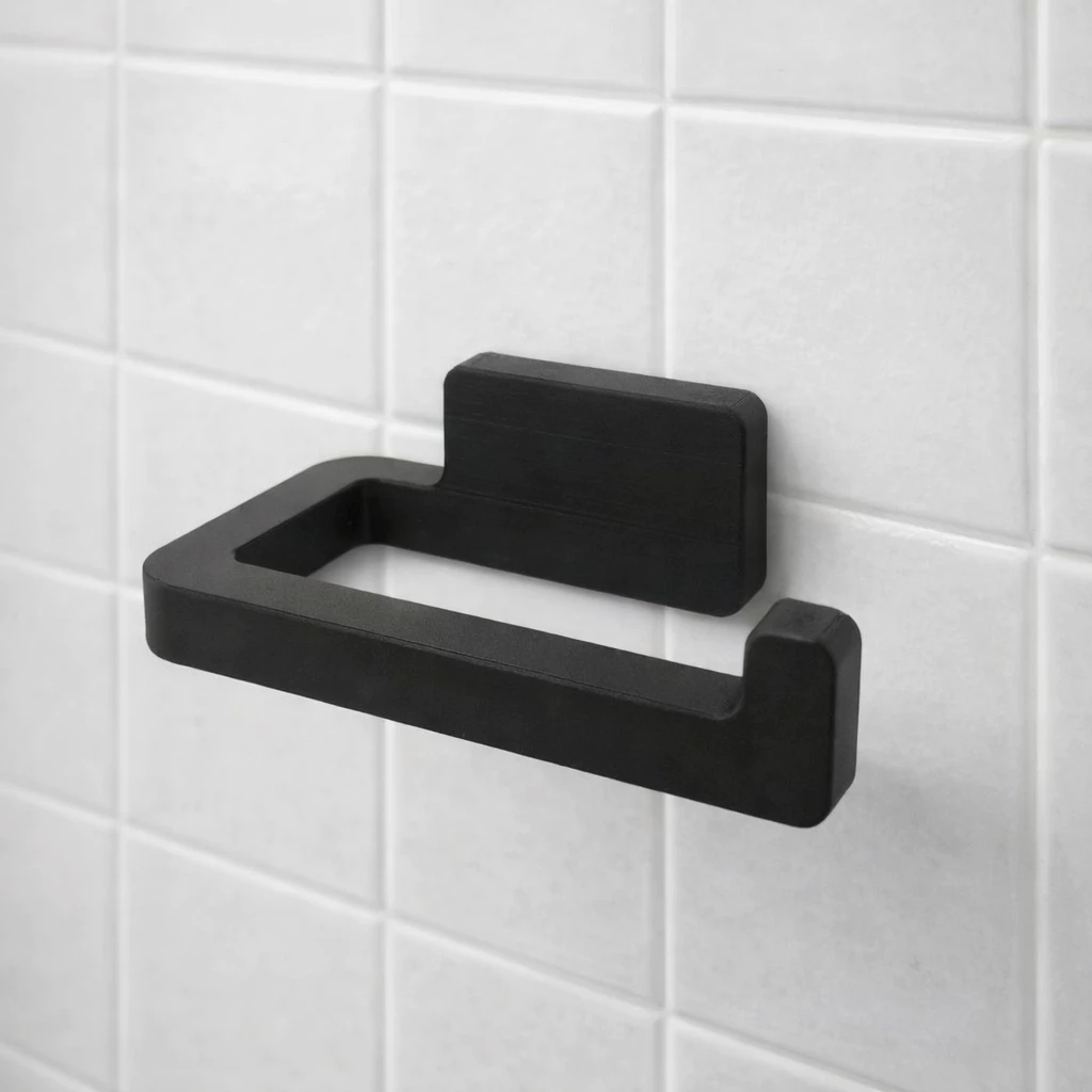 Porta Papel Higiênico Adesivo Sem Furo Preto Fosco Premium 3M