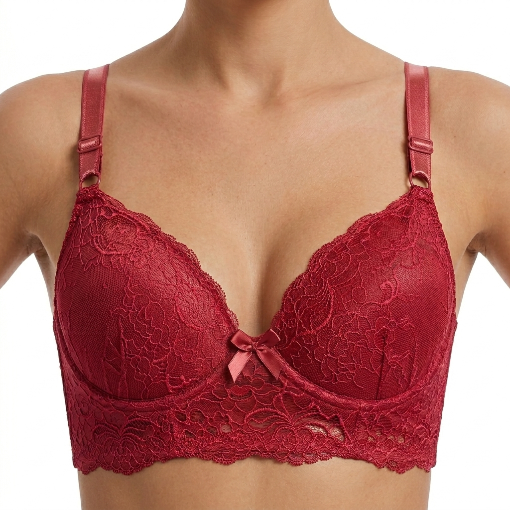 Sutiã Com Bojo em Renda Reforçado Luxo Lingerie Feminina Confortável Ajustável Barato Alças Grossas