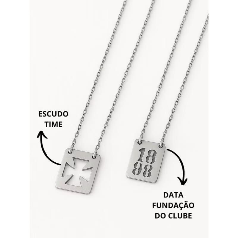 Cordão Escapulário Vasco Em Aço Inox 60cm Unissex Masculino Feminino