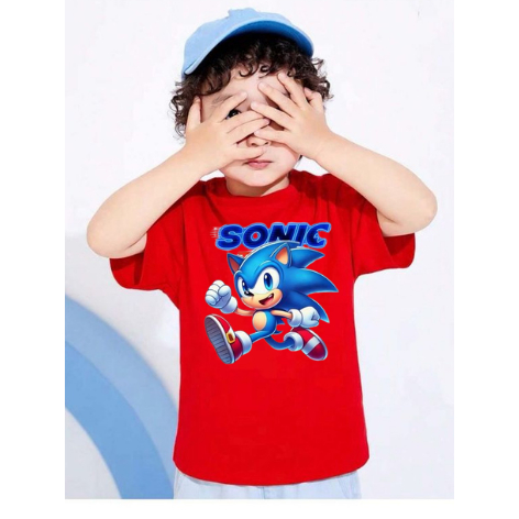 "Camiseta Sonic Infantil Menino Algodão Blusa Personagem Gamer Kids Estampa Diversas Cores Algodão Premium"