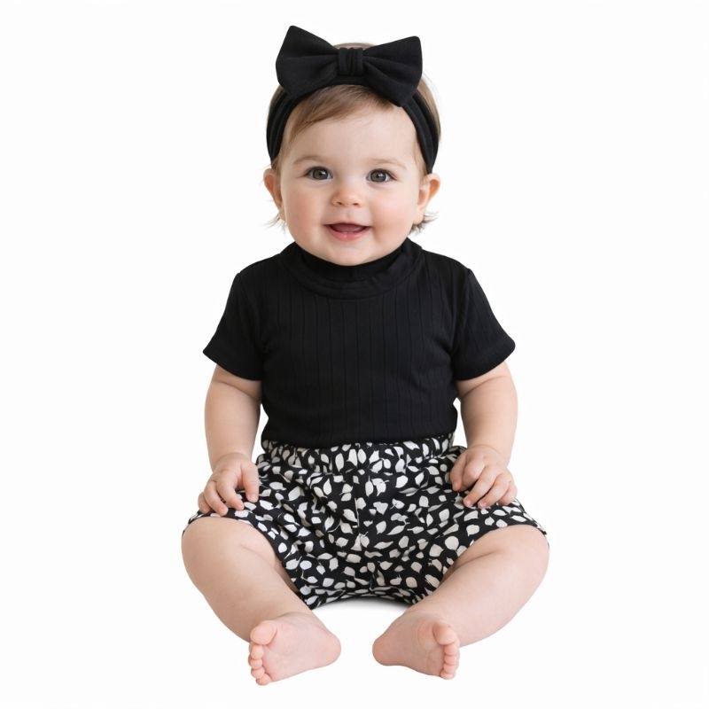 Conjunto Bebê 0–3 Meses Menina Algodão Camiseta + Short Infantil